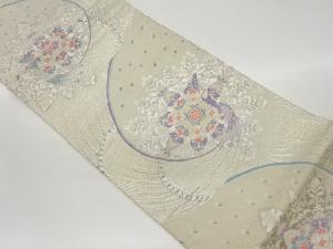 孔雀に華紋模様織出し袋帯